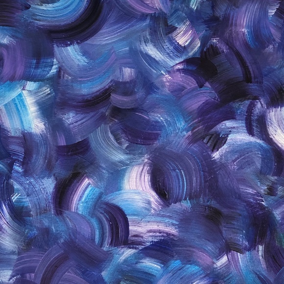 HANDCRAFTED BLUE PURPLE SILVER ABSTRACT WAVY ART